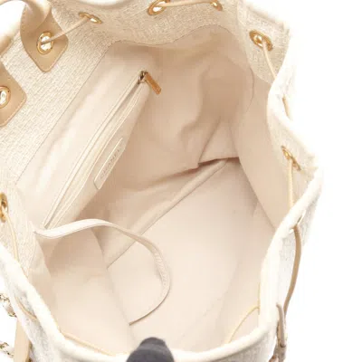 Pre-owned Chanel Beige Leather Raffia Backpack () In Sand