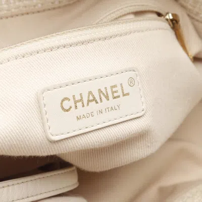 Pre-owned Chanel Beige Leather Raffia Backpack () In Sand