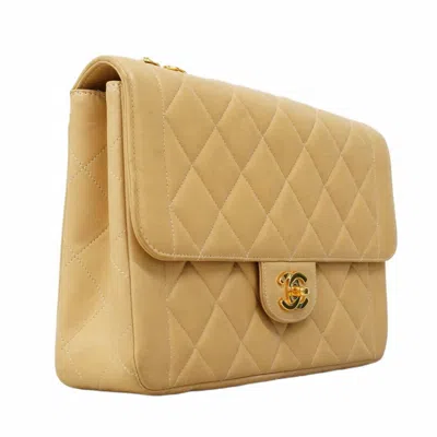 Pre-owned Chanel Beige Leather Shoulder Bag () In Sand