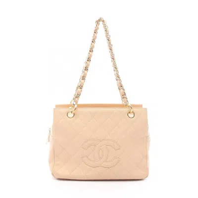 Pre-owned Chanel Beige Leather Shoulder Bag () In Sand