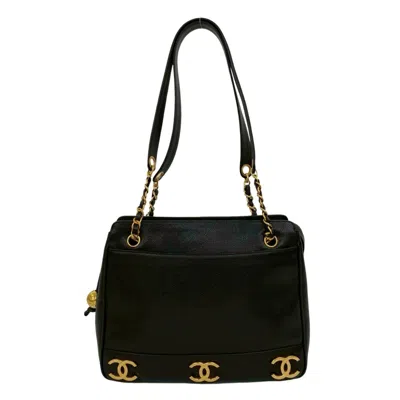 Pre-owned Chanel Black Grained Calfskin Tote Bag ()