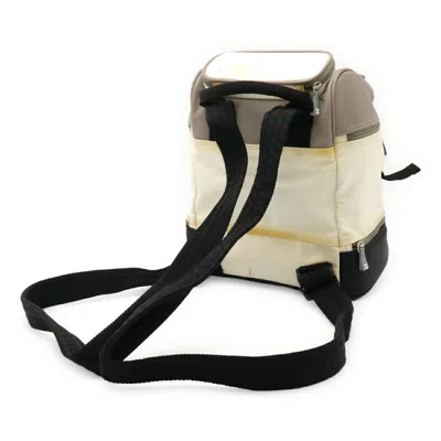 Pre-owned Chanel Black Gray Ivory Nylon Rubber Leather Backpack ()