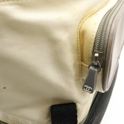 Pre-owned Chanel Black Gray Ivory Nylon Rubber Leather Backpack ()