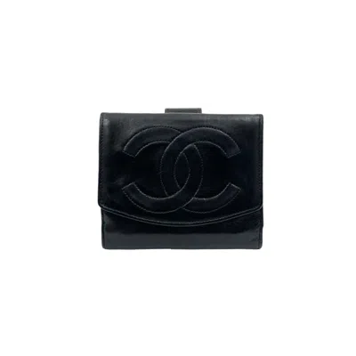 Pre-owned Chanel Black Leather Wallet (bi-fold) ()