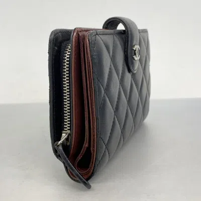 Pre-owned Chanel Black Leather Wallet (bi-fold) ()