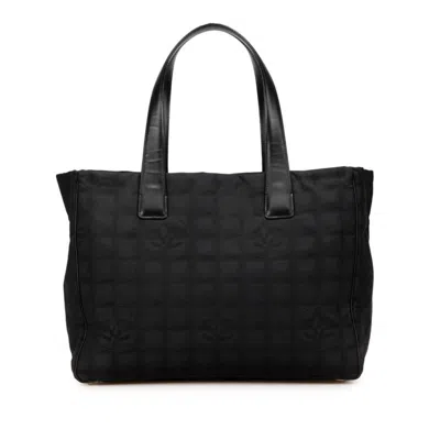 Pre-owned Chanel Black Nylon Leather Shoulder Bag Tote Bag ()