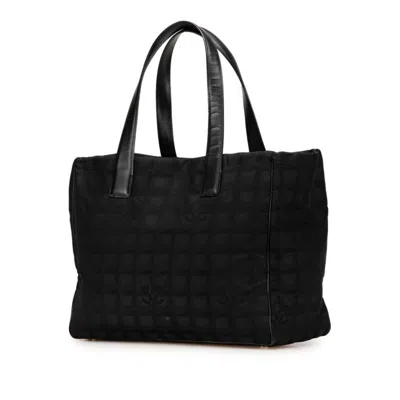 Pre-owned Chanel Black Nylon Leather Shoulder Bag Tote Bag ()