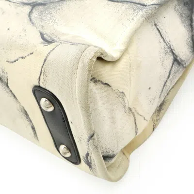 Pre-owned Chanel Black Off-white White Canvas Leather Shoulder Bag Tote Bag ()