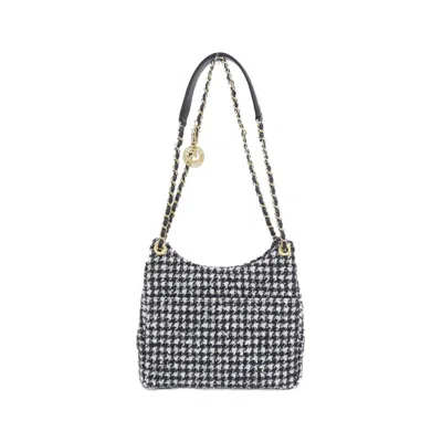 Pre-owned Chanel Black White Cotton Shoulder Bag () In Multi