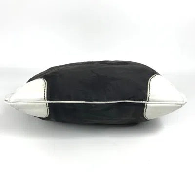 Pre-owned Chanel Black White Leather Canvas Shoulder Bag Tote Bag () In Multi