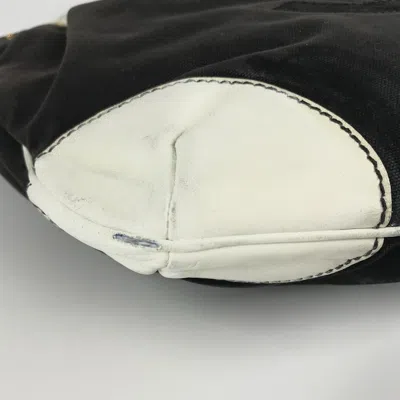 Pre-owned Chanel Black White Leather Canvas Shoulder Bag Tote Bag () In Multi