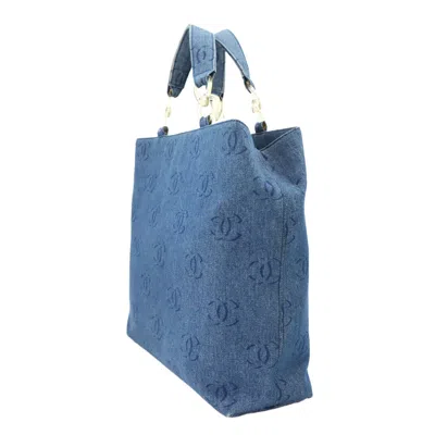 Pre-owned Chanel Blue Denim Pouch Tote Bag ()