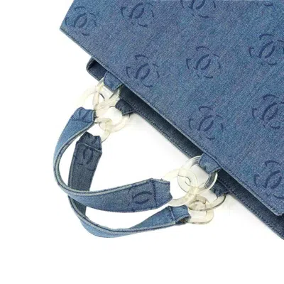 Pre-owned Chanel Blue Denim Pouch Tote Bag ()
