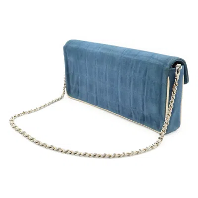 Pre-owned Chanel Blue Ivory Canvas Leather Shoulder Bag ()