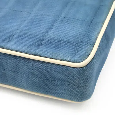 Pre-owned Chanel Blue Ivory Canvas Leather Shoulder Bag ()