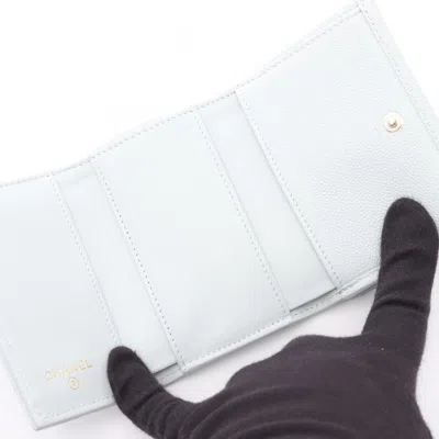 Pre-owned Chanel Blue Light Blue Leather Wallet (tri-fold) ()