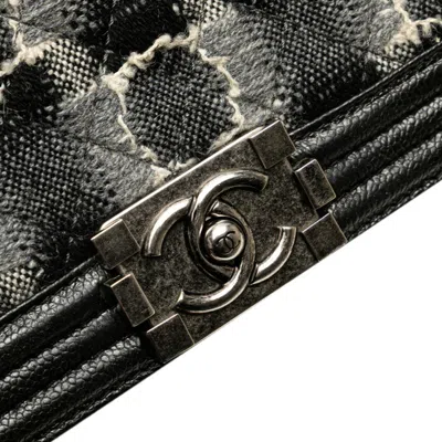 Pre-owned Chanel Boy  Black Gray Wool Shoulder Bag () In Multi