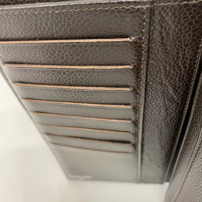 Pre-owned Chanel Brown Grained Calfskin Long Wallet (bi-fold) ()