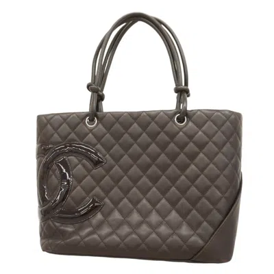 Pre-owned Chanel Brown Patent Leather Leather Tote Bag ()