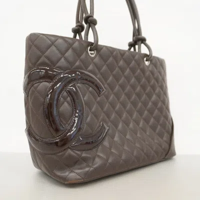 Pre-owned Chanel Brown Patent Leather Leather Tote Bag ()