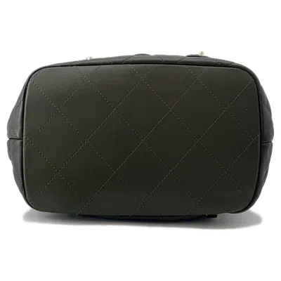 Pre-owned Chanel Champagne Gold Khaki Leather Backpack ()