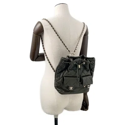 Pre-owned Chanel Champagne Gold Khaki Leather Backpack ()