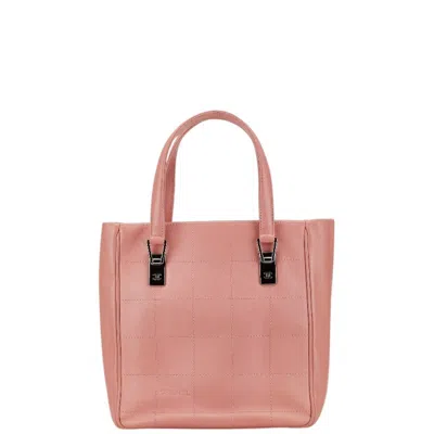 Pre-owned Chanel Chocolate Bar Pink Grained Calfskin Tote Bag ()