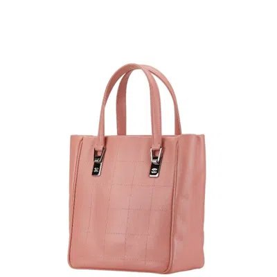 Pre-owned Chanel Chocolate Bar Pink Grained Calfskin Tote Bag ()