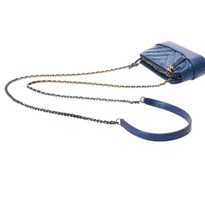 Pre-owned Chanel Gabriel Metallic Blue Leather Shoulder Bag ()