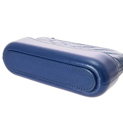 Pre-owned Chanel Gabriel Metallic Blue Leather Shoulder Bag ()