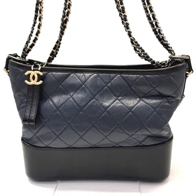 Pre-owned Chanel Gabriel Navy Leather Shoulder Bag () In Blue