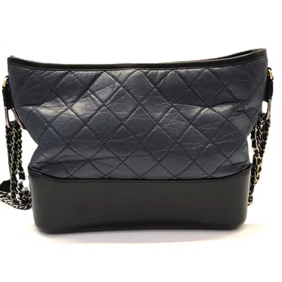 Pre-owned Chanel Gabriel Navy Leather Shoulder Bag () In Blue
