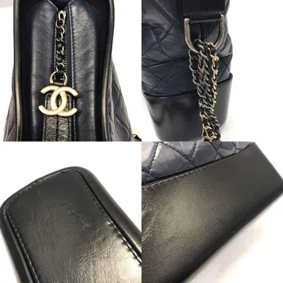 Pre-owned Chanel Gabriel Navy Leather Shoulder Bag () In Blue