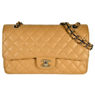 Pre-owned Chanel Matelasse Beige Grained Calfskin Shoulder Bag () In Sand