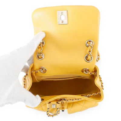 Pre-owned Chanel Matelasse Champagne Gold Yellow Leather Backpack ()