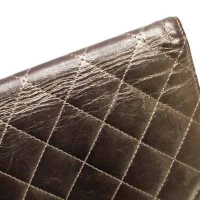 Pre-owned Chanel Matelasse Metallic Gold Leather Long Wallet (bi-fold) ()