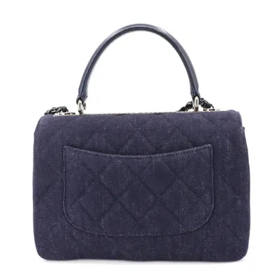 Pre-owned Chanel Navy Denim Leather Handbag Shoulder Bag () In Blue