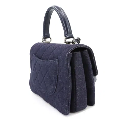Pre-owned Chanel Navy Denim Leather Handbag Shoulder Bag () In Blue