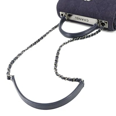 Pre-owned Chanel Navy Denim Leather Handbag Shoulder Bag () In Blue
