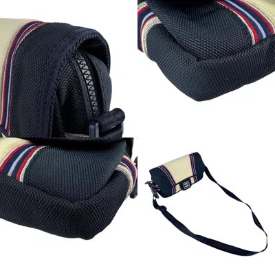 Pre-owned Chanel Navy Off-white Nylon Canvas Shoulder Bag ()