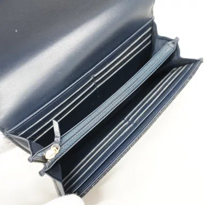 Pre-owned Chanel Navy Long Wallet (bi-fold) () In Blue