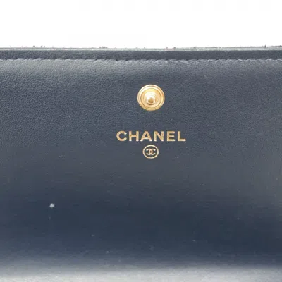 Pre-owned Chanel Navy Long Wallet (bi-fold) () In Blue