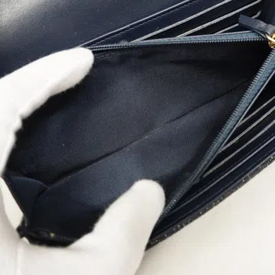 Pre-owned Chanel Navy Long Wallet (bi-fold) () In Blue