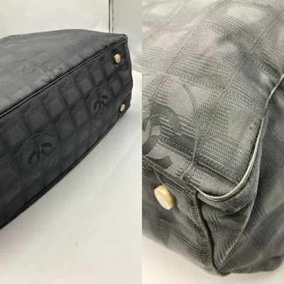 Pre-owned Chanel New Travel Line Black Jacquard Leather Tote Bag ()