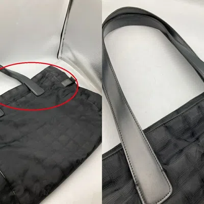 Pre-owned Chanel New Travel Line Black Jacquard Leather Tote Bag ()