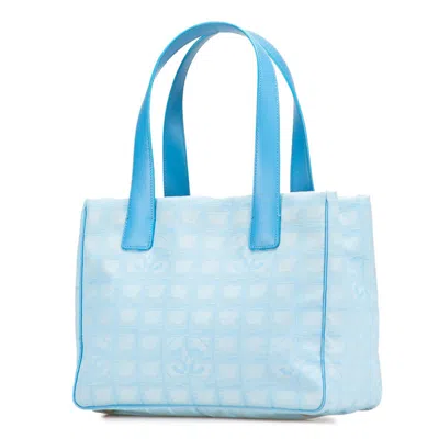 Pre-owned Chanel New Travel Line Blue Nylon Leather Handbag Tote Bag ()