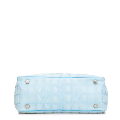 Pre-owned Chanel New Travel Line Blue Nylon Leather Handbag Tote Bag ()