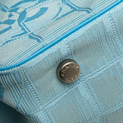 Pre-owned Chanel New Travel Line Blue Nylon Leather Handbag Tote Bag ()
