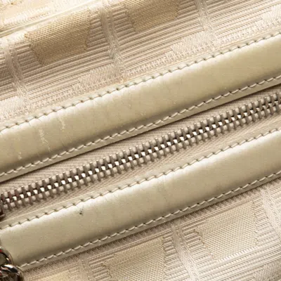 Pre-owned Chanel New Travel Line Ivory Canvas Leather Pochette Shoulder Bag () In White