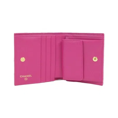 Pre-owned Chanel Pink Leather Wallet (bi-fold) ()